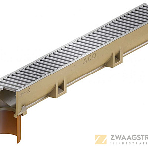 ACO Euroline 100x12x10, Verzinkt stalen rooster, met uitloop