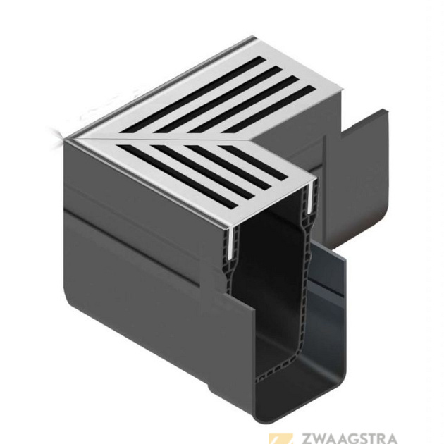 ACO Slimline Hoekstuk 11x6x10, Aluminium rooster