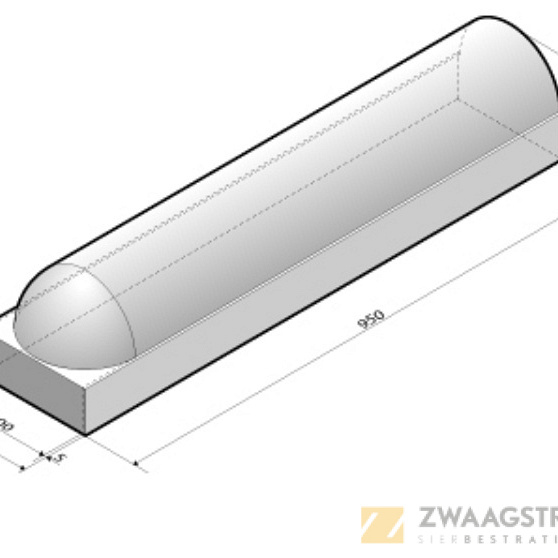 Stootband 21x18x95 1-zijdig rond grijs komo